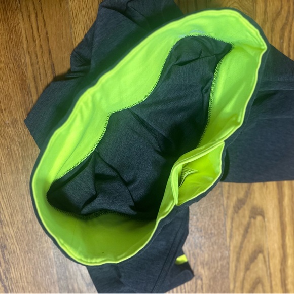 Women’s Grey and Neon Green Leggings - Picture 2 of 3